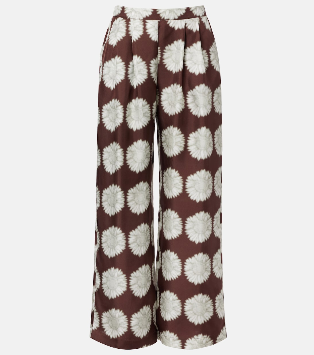 Isola Floral Silk Twill Wide-Leg Pants