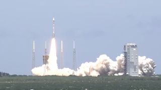A United Launch Alliance Atlas V rocket carrying the SBIRS GEO Flight 5 missile-warning satellite for the U.S. Space Force lifts off from Space Launch Complex 41 at Cape Canaveral Space Force Station in Florida on May 18, 2021.