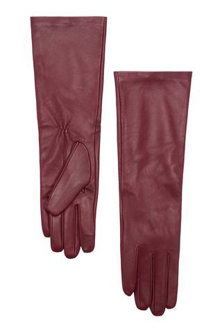 Mango Long Leather Gloves