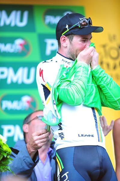 Mark Cavendish (HTC-Highroad) is ecstatic about earning the green jersey.