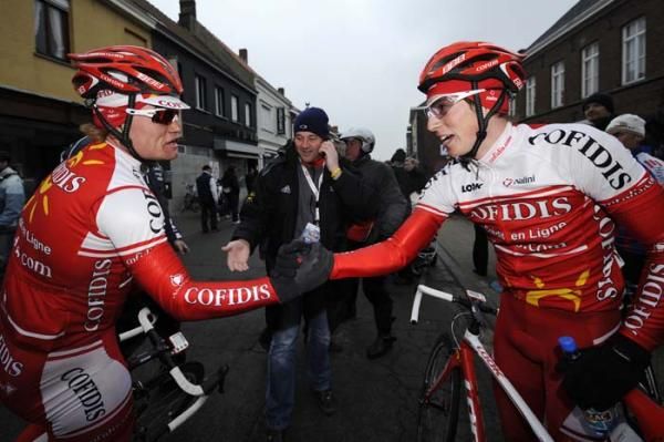 The Cofidis boys congratulate each other on a job well done