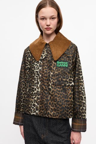 Ganni X Barbour Leopard Print Waxed Anorak