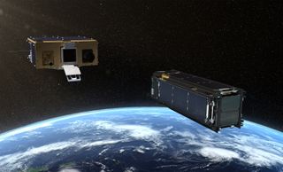 Artist's concept of the spacecraft Prox-1, student-built at Georgia Tech, deploying LightSail 2 into Earth's orbit.