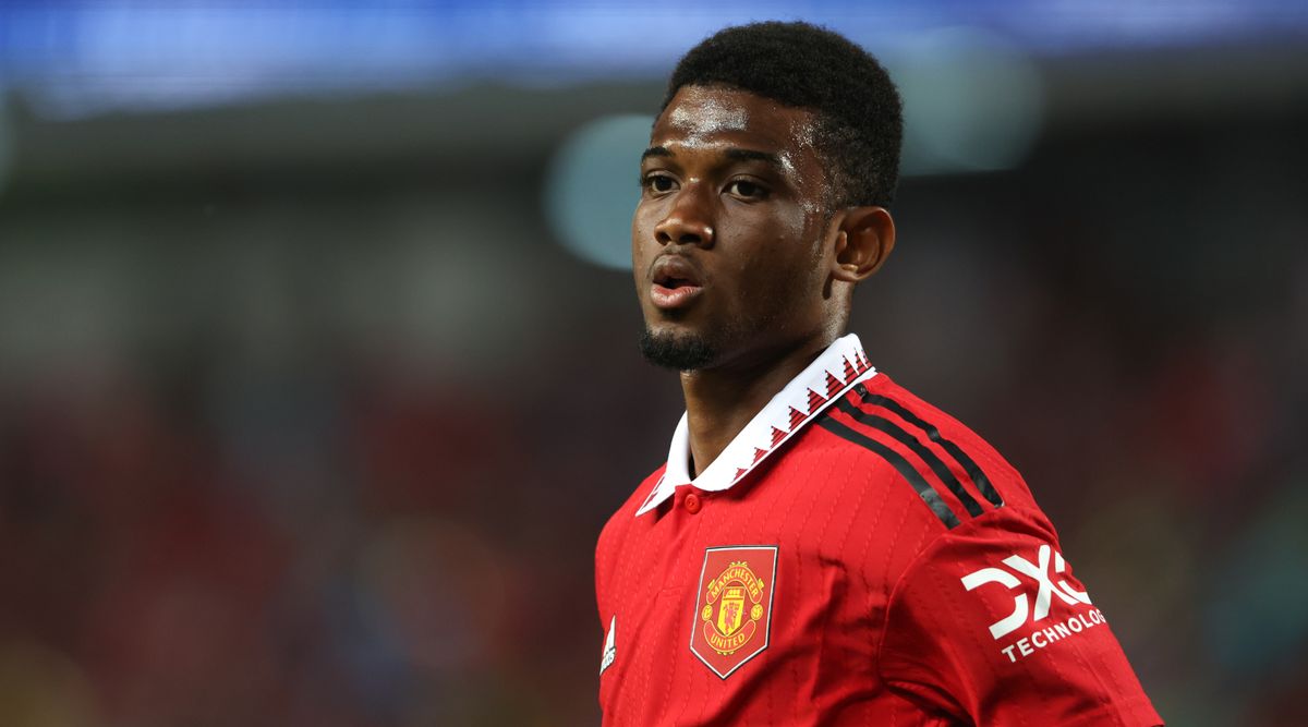 Amad Diallo of Manchester United looks on during the pre-season friendly match between Liverpool and Manchester United at the Rajamangala Stadium on July 12, 2022 in Bangkok, Thailand.