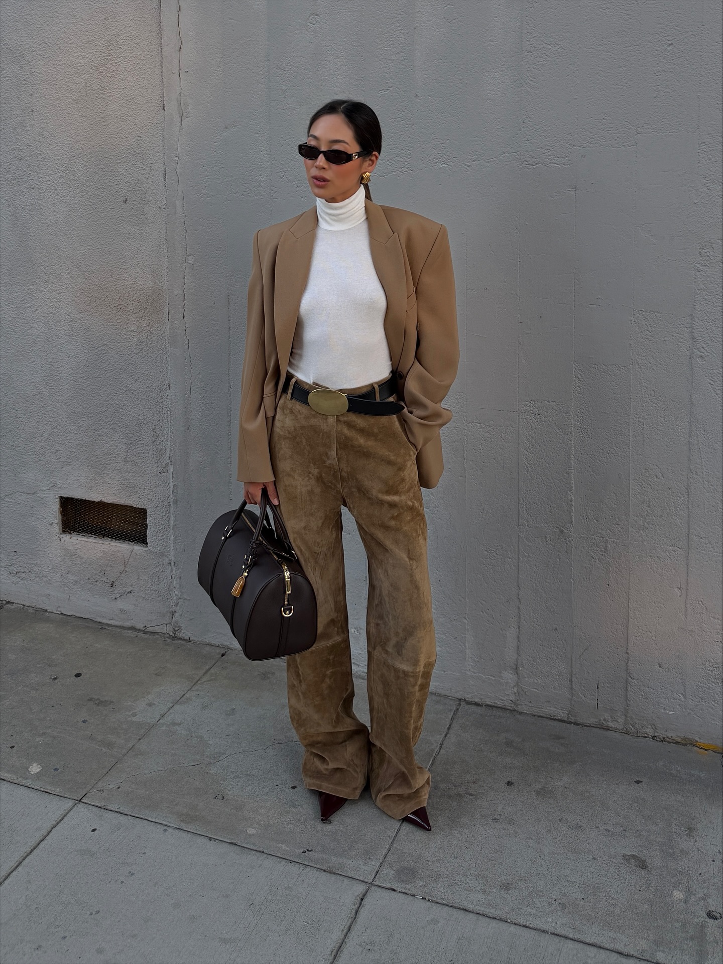 Suede trouser trend 2026.