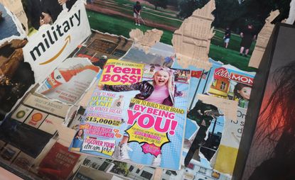 collage pictures of displays and magazines