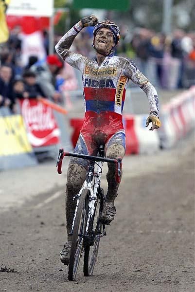 Zdenek Stybar (Telenet Fidea) celebrates his win.
