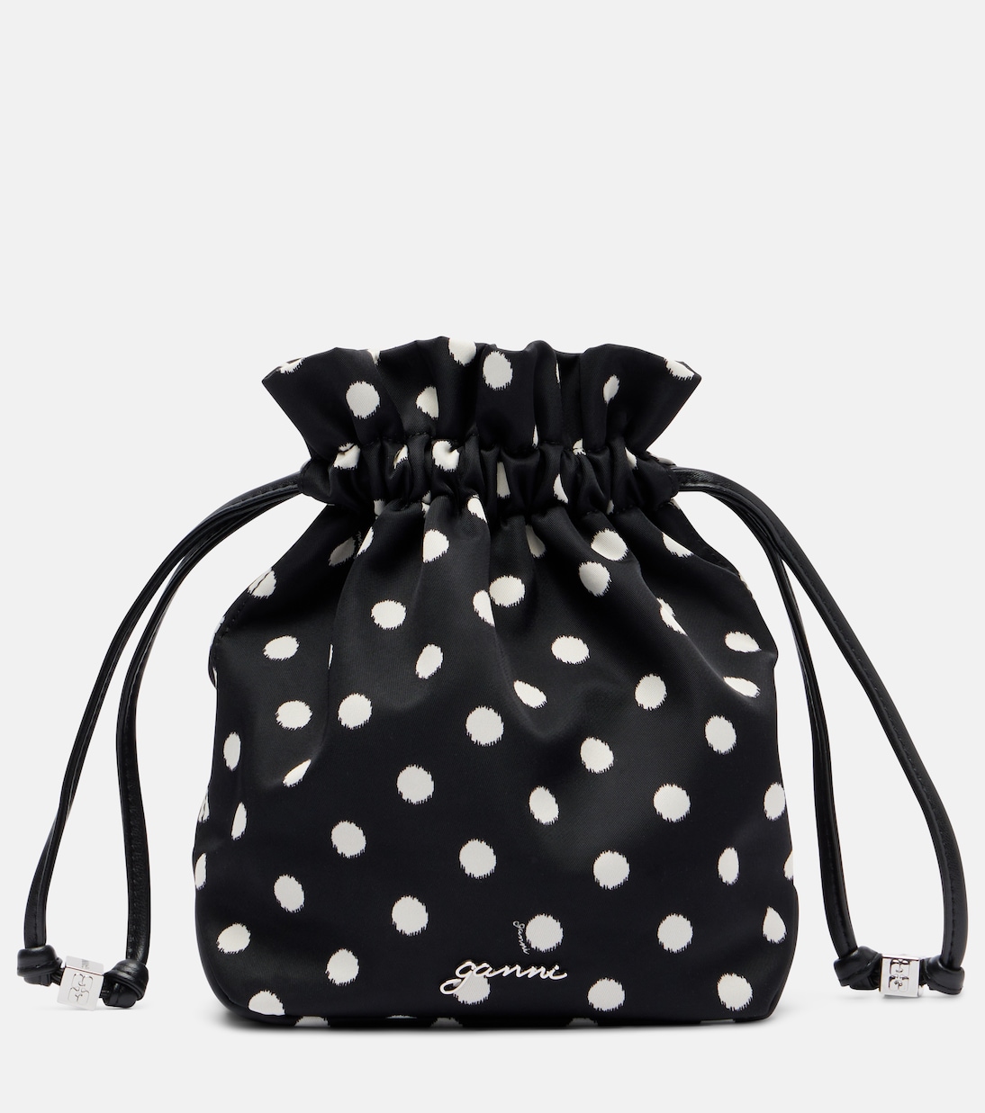 Bou Polka-Dot Pouch in Black - Ganni