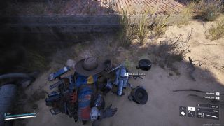 Arc Raiders Arc Synthetic Resin: A player looking at an old Arc Husk, about to search it.