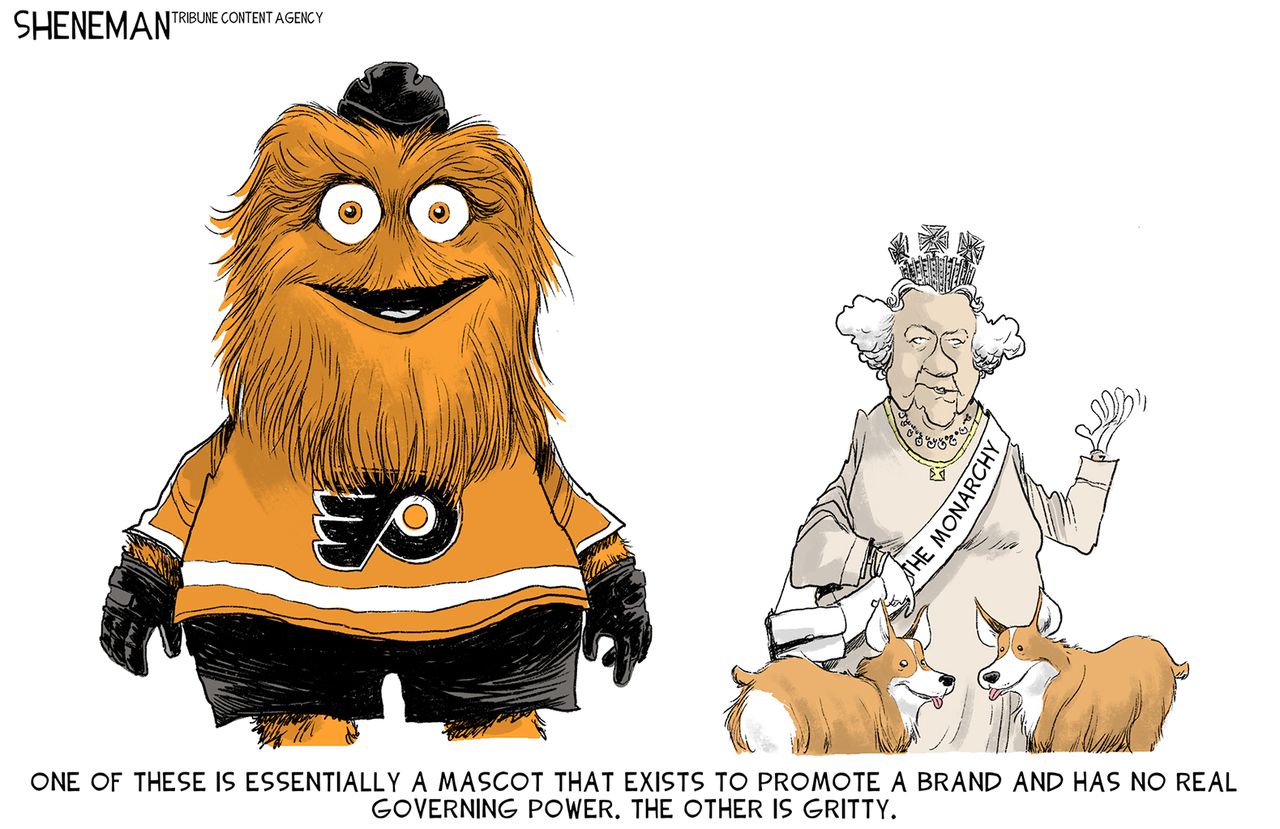 Editorial Cartoon U.S. gritty philadelphia flyers queen elizabeth harry meghan