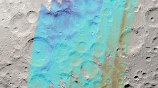 A map of water distribution on the moon's surface based on data from NASA's retired air-borne telescope SOFIA.