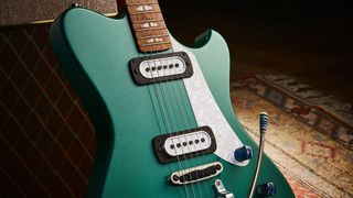 A photo showing a detail of the Powers Electric A-type electric guitar