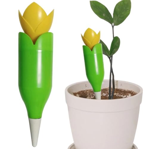 Self-Watering Stakes for Plants, Automatic Drip Irrigation Spikes for Indoor & Outdoor, Plant Watering Devices for Flowerpots, Gardens, and Balconies (yellow)