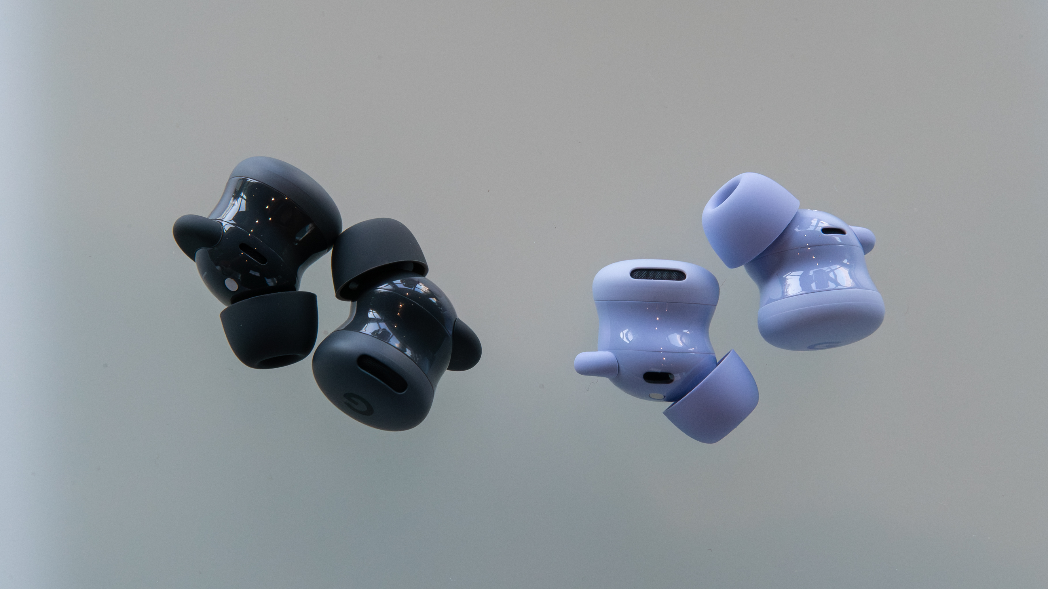 Pixel Buds 2a earbuds in Hazel and Iris