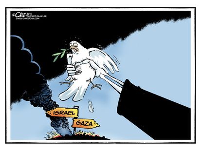 Political cartoon Israel Palestine ceasefire world