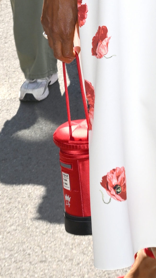 A close-up of Angellica Bell's bag as she attends day one of the Wimbledon Tennis Championships at the All England Lawn Tennis and Croquet Club on June 30, 2025