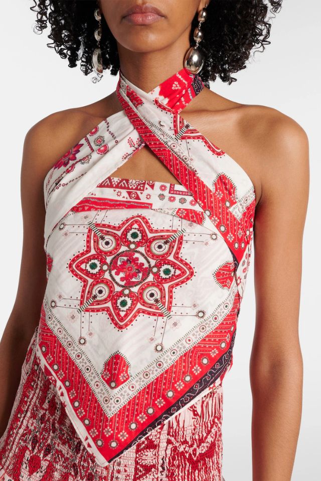 Marant Etoile Feyza halterneck printed cotton top