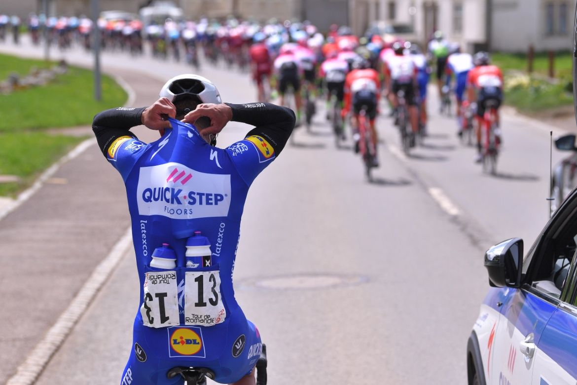 Sprinter Fernando Gaviria was on bottle duty