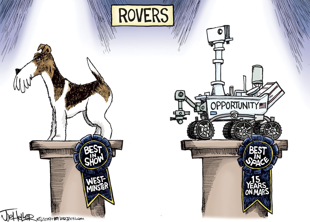 Editorial Cartoon U.S. Westminster Dog Show NASA Opportunity Space