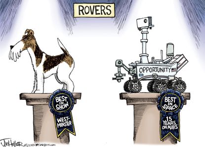 Editorial Cartoon U.S. Westminster Dog Show NASA Opportunity Space
