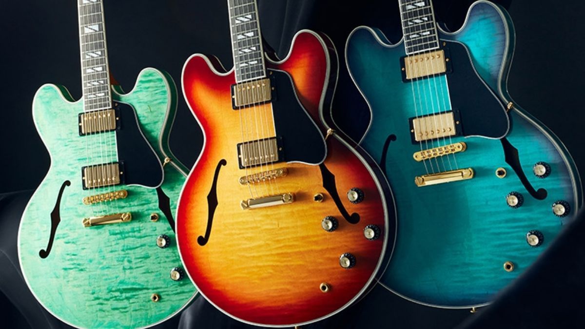 Three of Gibson&#039;s new ES Supreme guitars