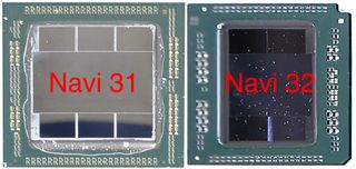 AMD Navi 31 versus AMD Navi 32 chip shot