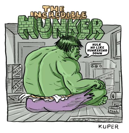 Editorial Cartoon U.S. Hulk smash hunkering down self isolation quarantine