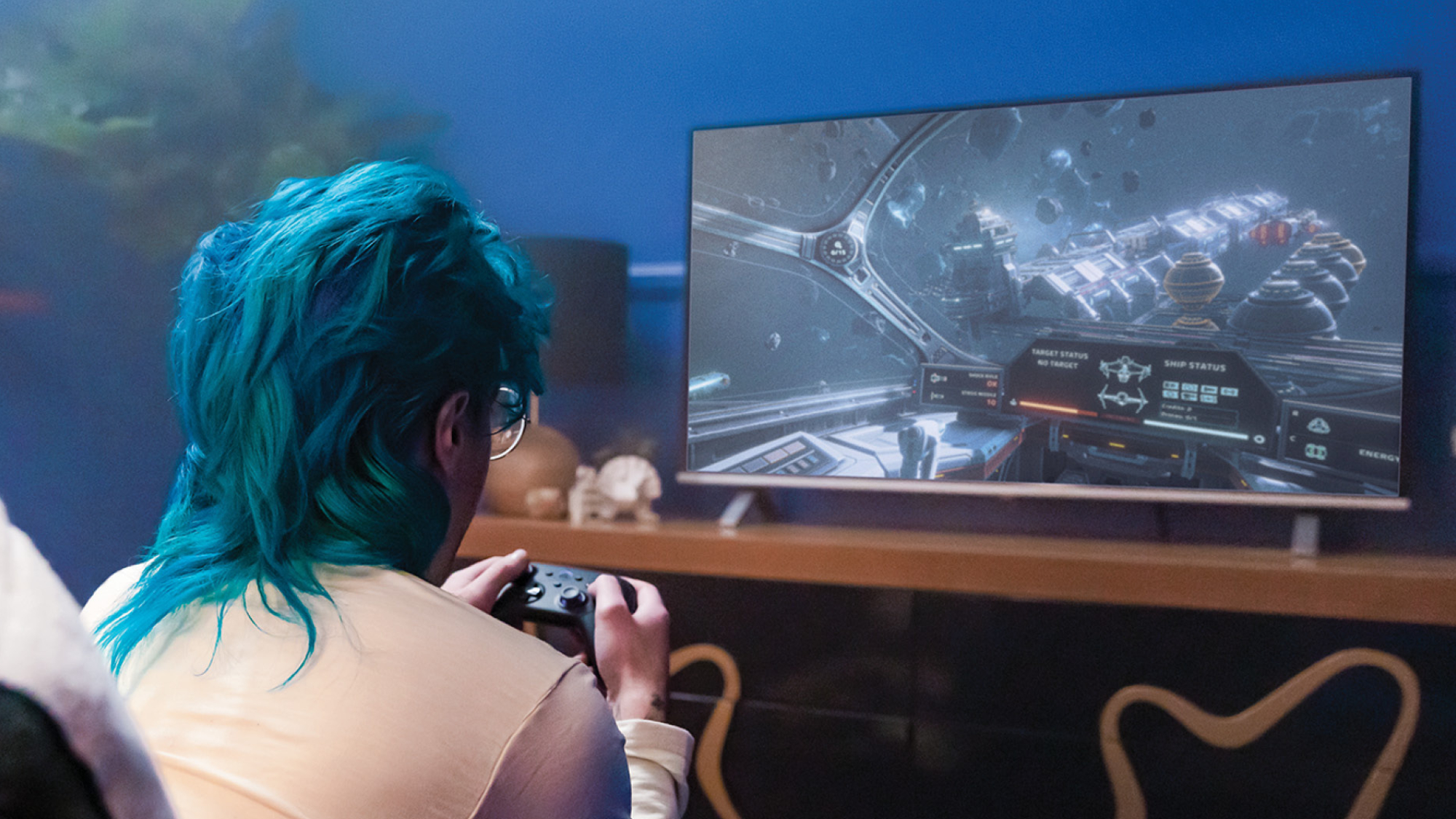 Gamer playing games with Amazon Luna