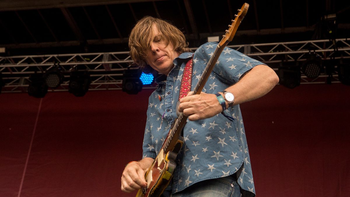 Thurston Moore performs with band during 2017 Pitchfork Music Festival at Union Park on July 14, 2017 in Chicago, Illinois. 