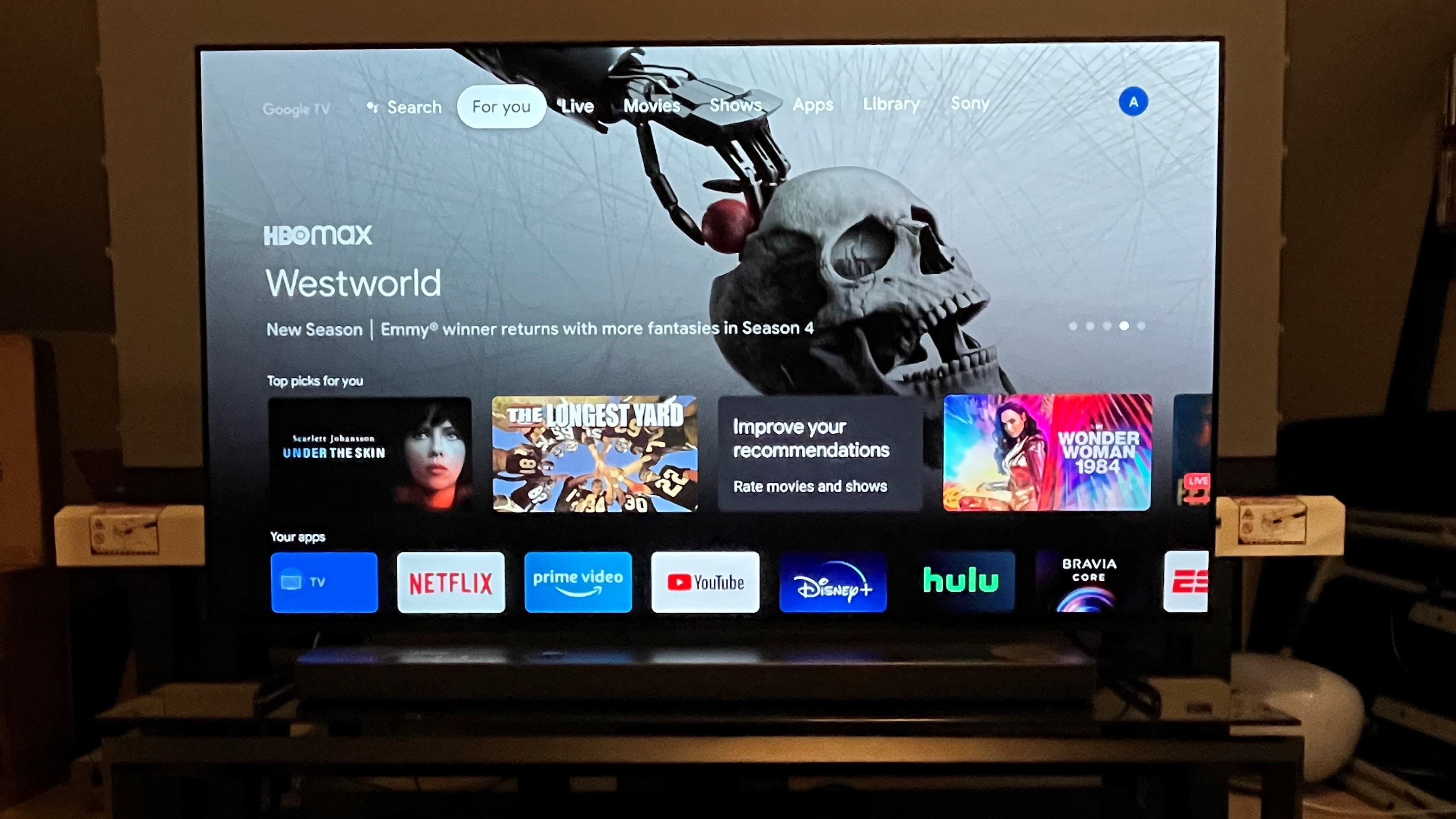 Интерфейс Sony OLED Google TV серии A80K