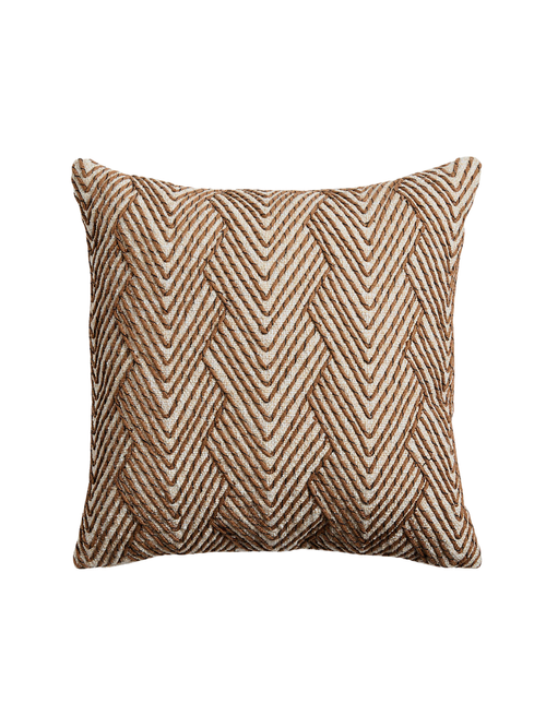 Kirra Embroidered 20"x20" Maple Brown Indoor/outdoor Throw Pillow