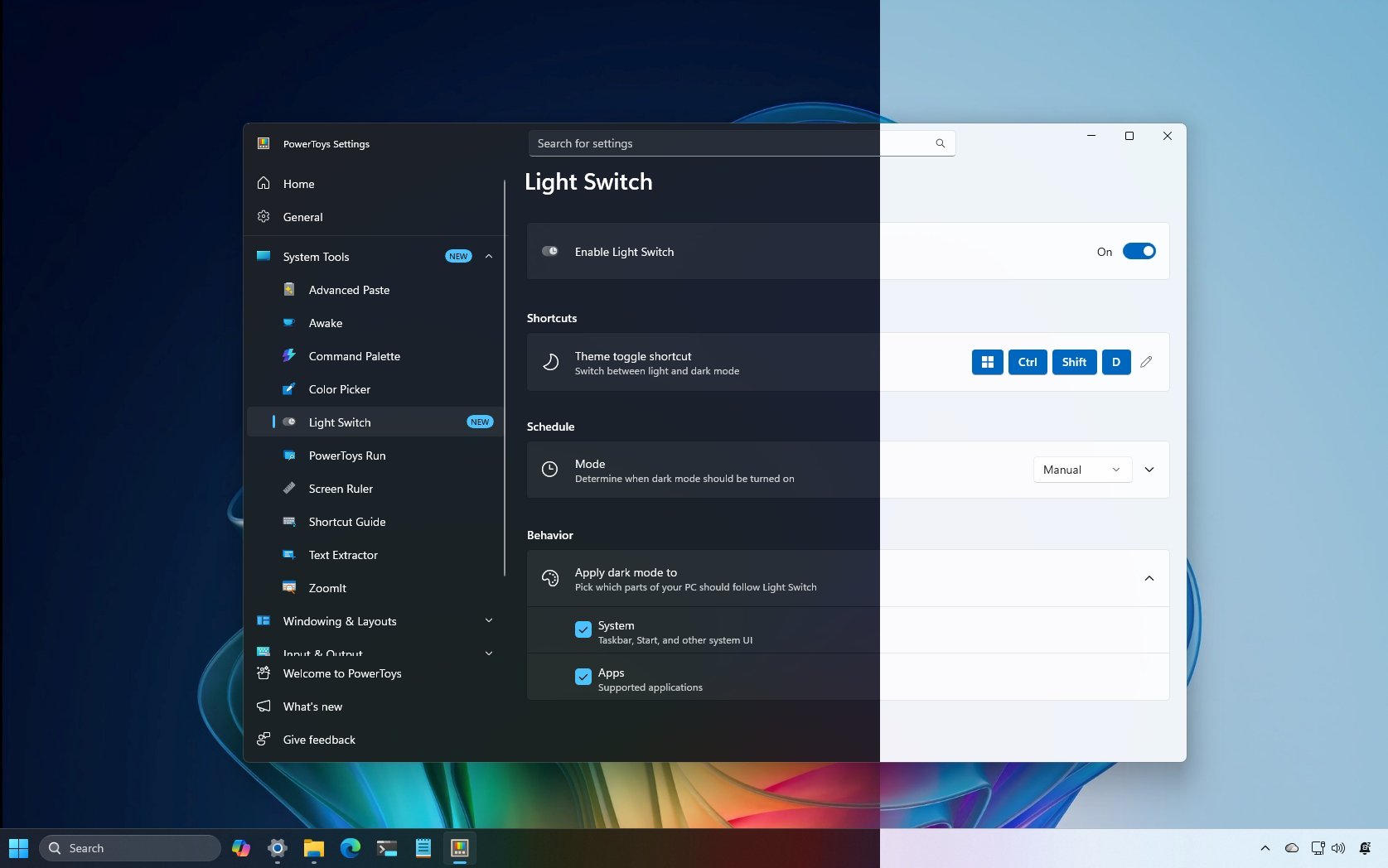 PowerToys Light Switch