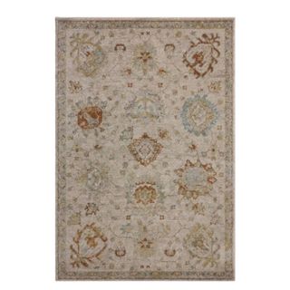 Mona oatmeal rug with neutral medallions