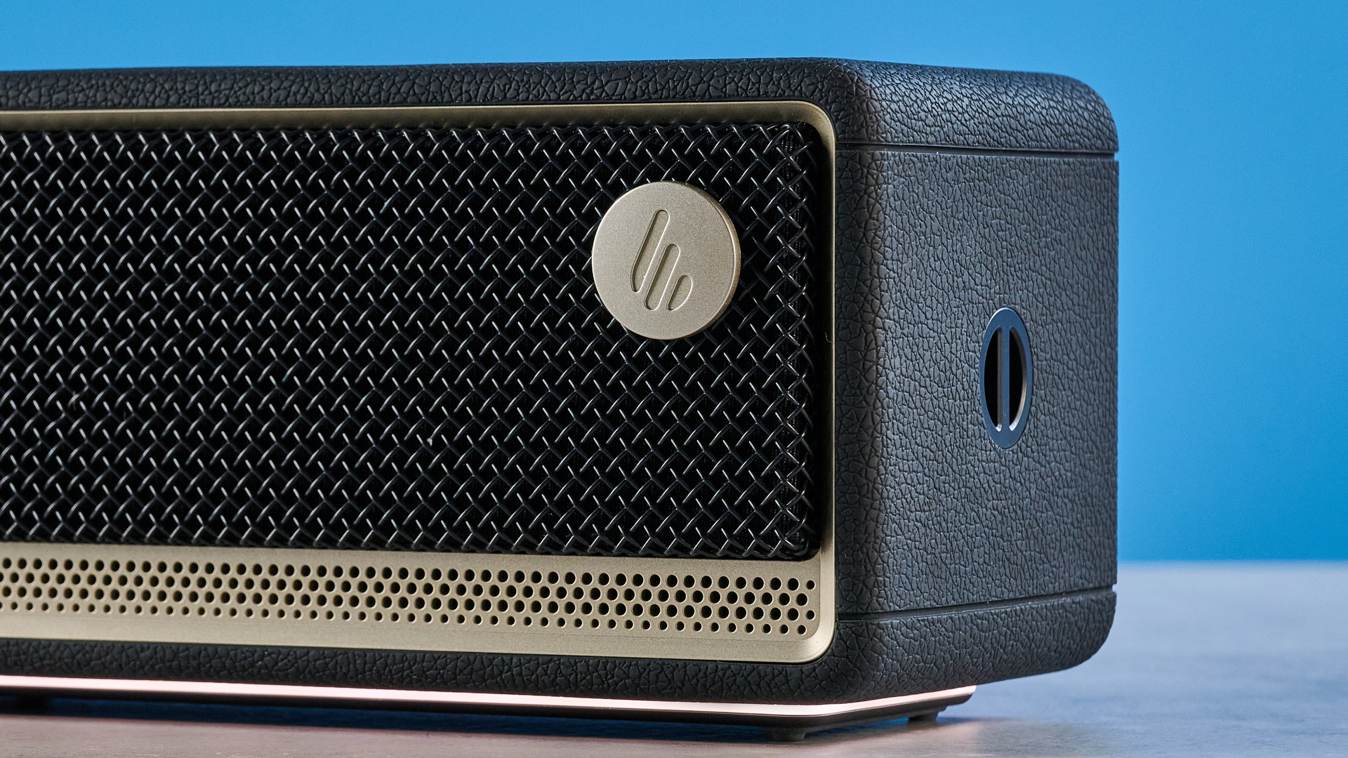 A black Edifier ES60 Bluetooth speaker