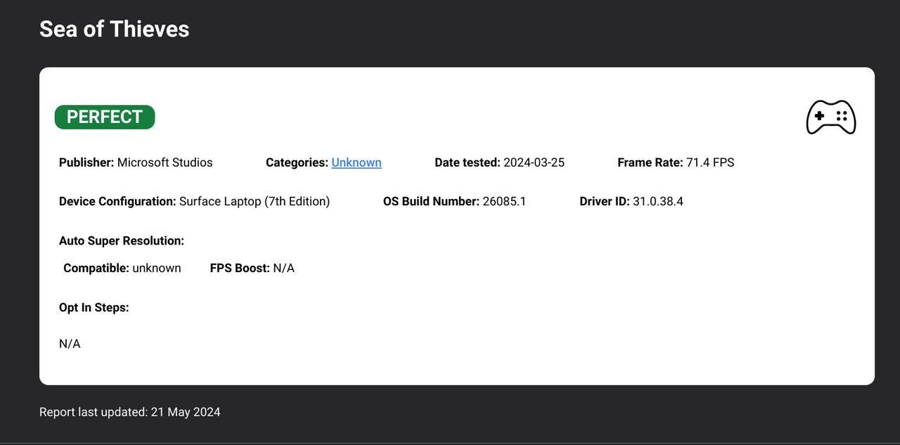 worksonwoa.com performance reports for games running on Snapdragon X Elite