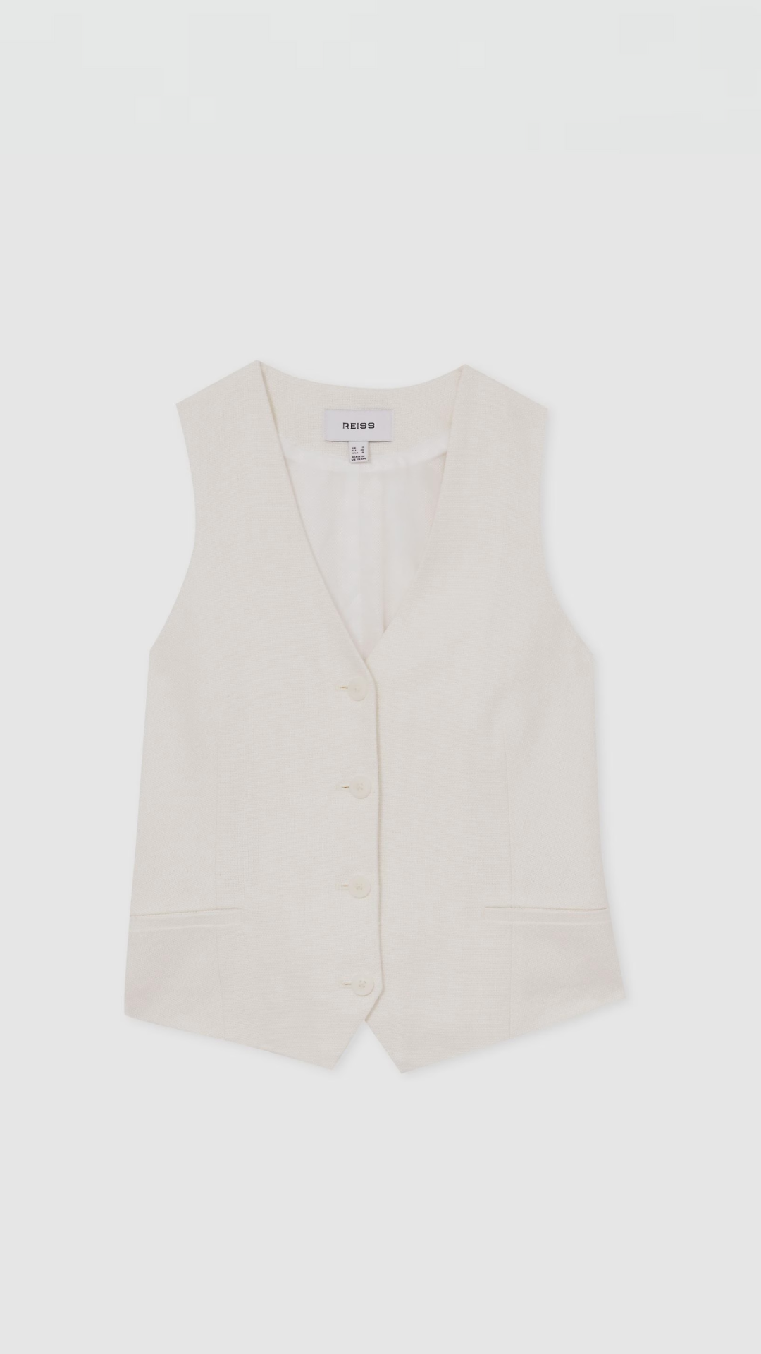 Reiss, Linen-Blend Button-Through Waistcoat in White