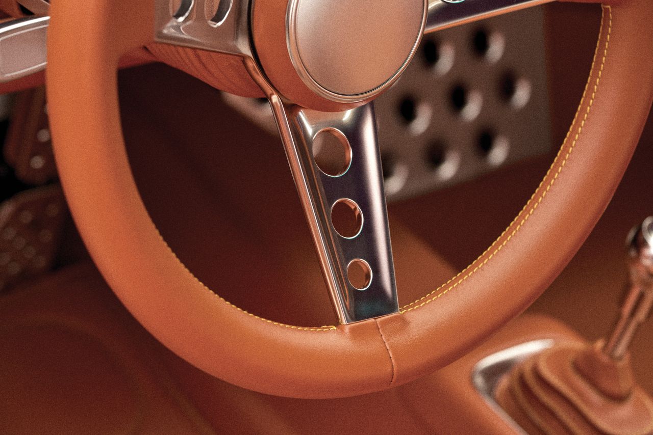 Details of the leatherwork in the Singer Classic x Louis Vuitton
