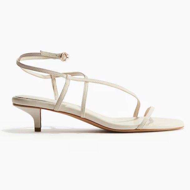 H&M Light Beige Kitten Heel Strappy Sandals 