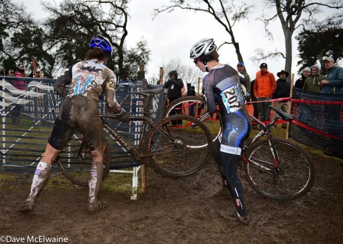 Women's collegiate racing at USA Cycling Cyclo-cross National Championships in Austin, Texas.