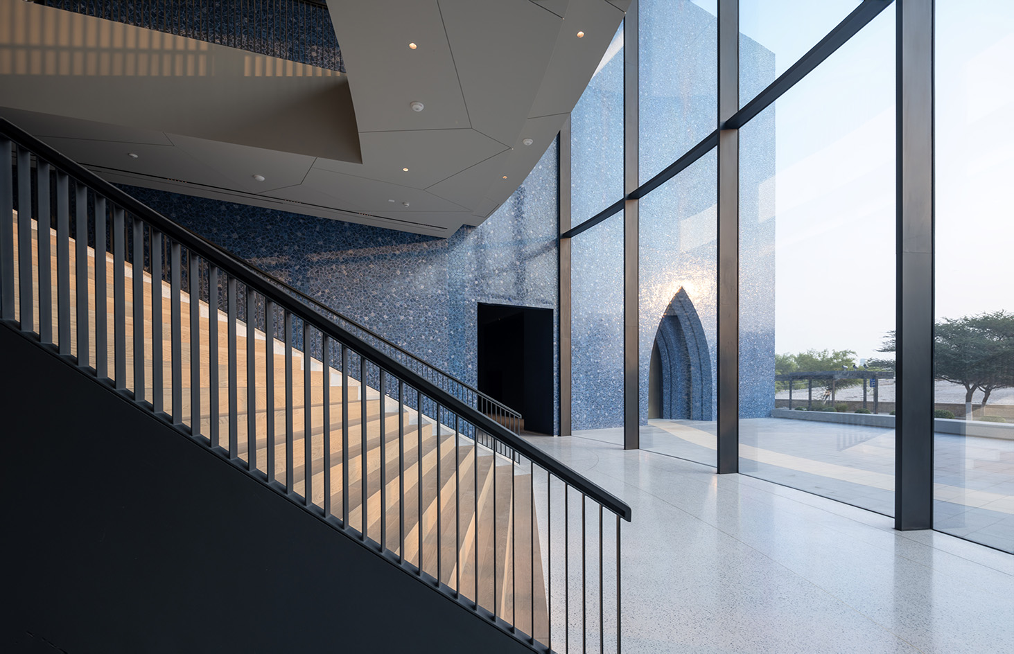 exteriors of the unusual and colourful shapes of the Lawh Wa Qalam M. F. Husain Museum in Doha by Martand Khosla