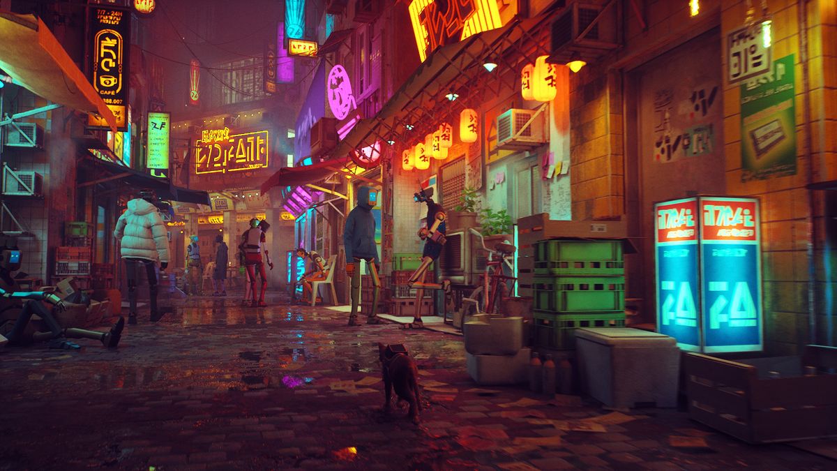 A cat wanders neon streets in Stray