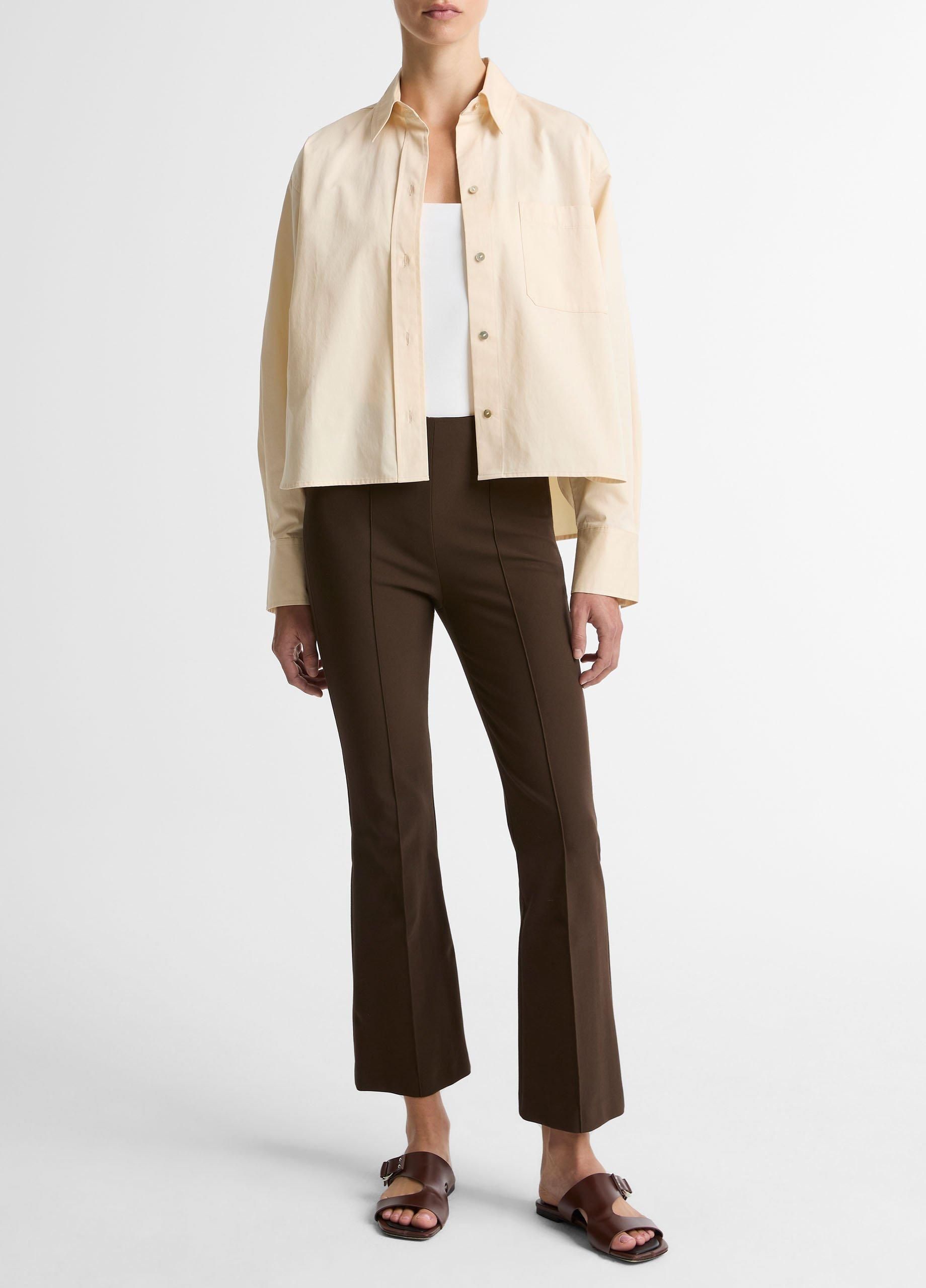 Niki Mid-Rise Pintuck Crop Flare Pant