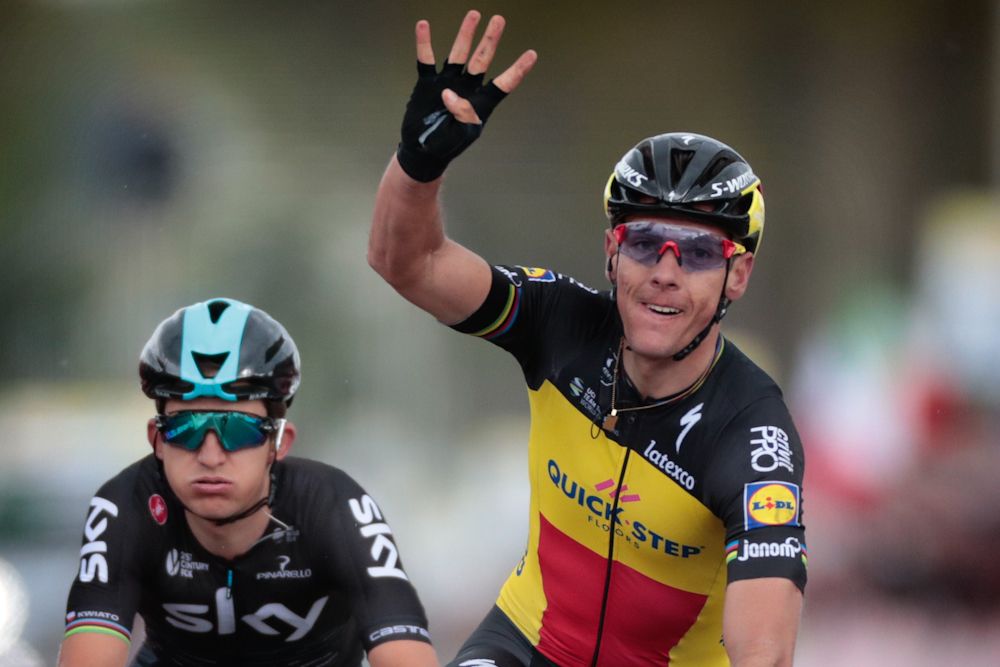 Philippe Gilbert wins the 2017 Amstel Gold Race ahead of Michal Kwiatkowski