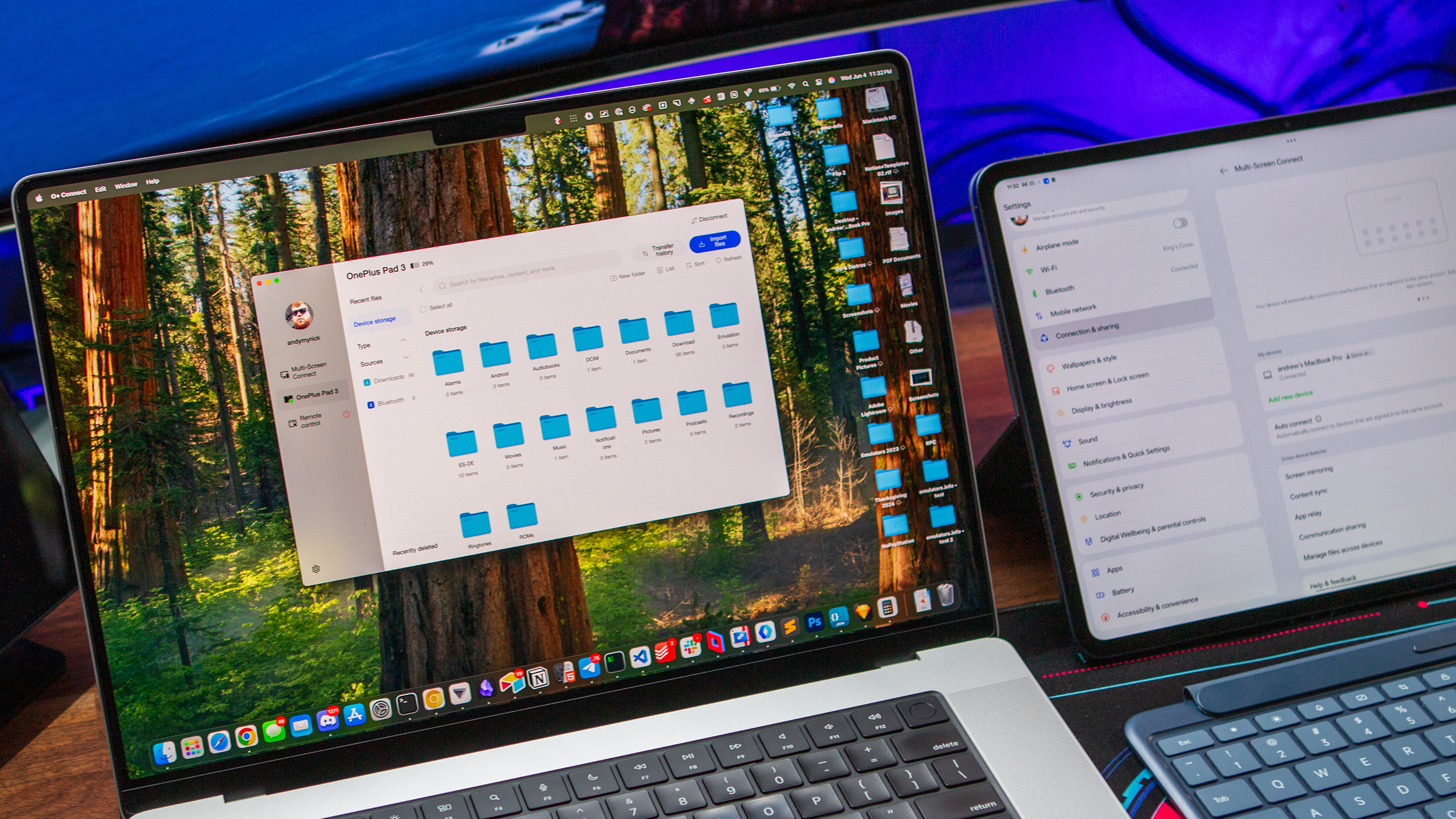 O+ Connect between OnePlus Pad 3 and MacBook Pro