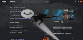 A screenshot of the Batman Google Doodle