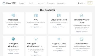 Liquid Web's webpage showcasing its web hosting products