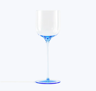 Blue accent wine glass.