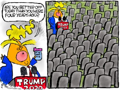 Political Cartoon U.S. Trump COVID deaths RNC