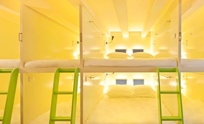 yellow bunk bed