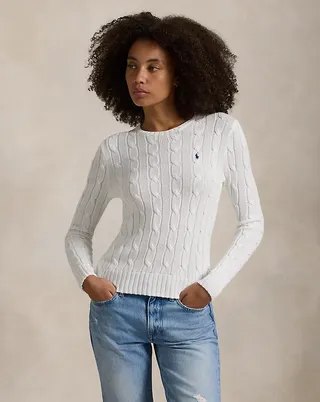 Ralph Lauren, Cable-Knit Cotton Crewneck Sweater